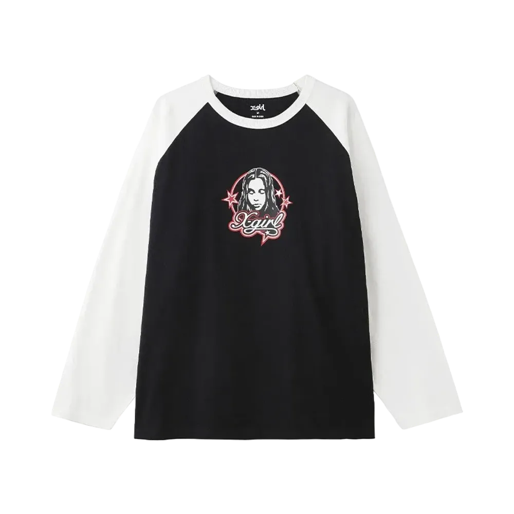 X-Girl Face And Stars B/B Big Tee "Black"
