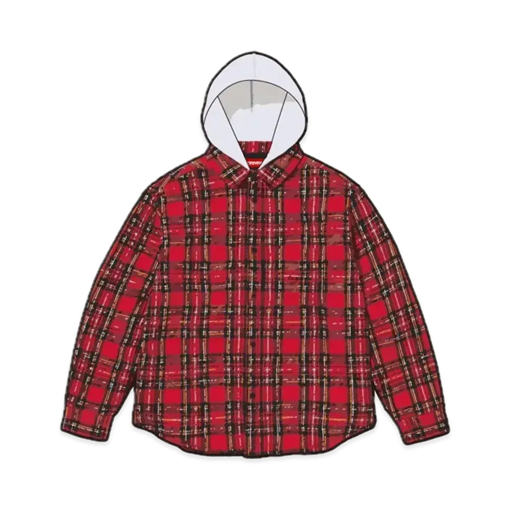 Supreme Tartan Flannel Hooded Shirt "Red"