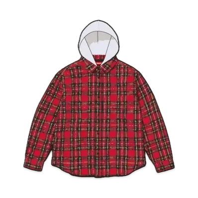 Supreme Tartan Flannel Hooded Shirt "Red"
