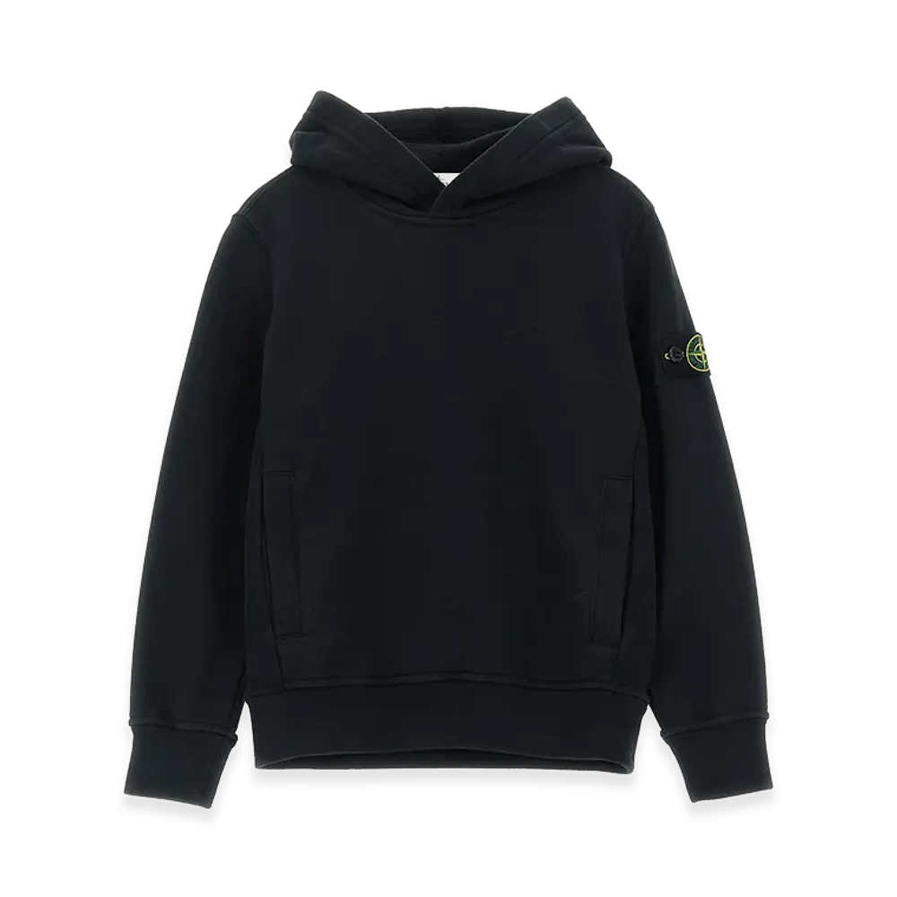 Stone Island Kids Logo Badge Hoodie "Black"