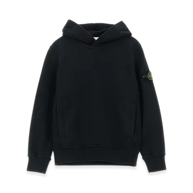 Stone Island Kids Logo Badge Hoodie "Black"
