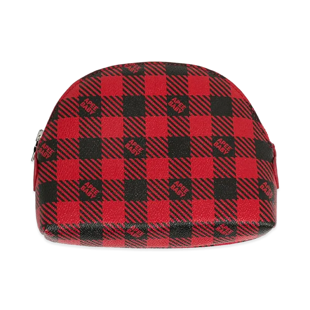 A BATHING APE Women's Plaid Cosmetic Mini Bag "Red"