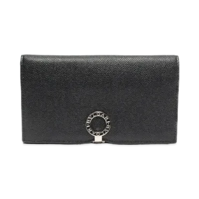 BVLGARI Grain Leather Clip Long Wallet "Black"