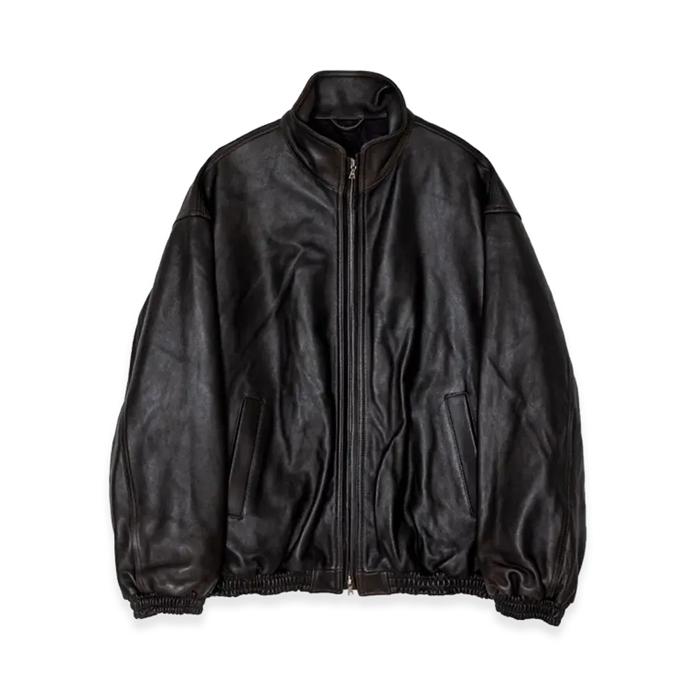 ssstein Sheep Leather Stand Collar Jacket "Vintage Black"