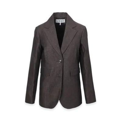 LOEWE Women's Single Tailored Jacket "Dark Brown"
