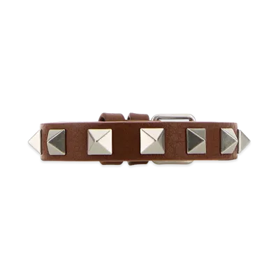 Valentino Leather Rockstud Bracelet "Caramel/Beige"