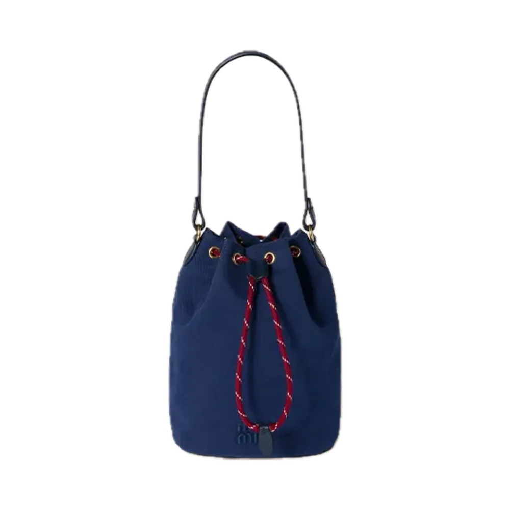 MIU MIU Gabardine Pouch "Indigo Blue/Wine Red"
