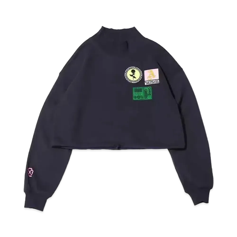 atmos pink Patch High Neck Sweat Tops "Navy"