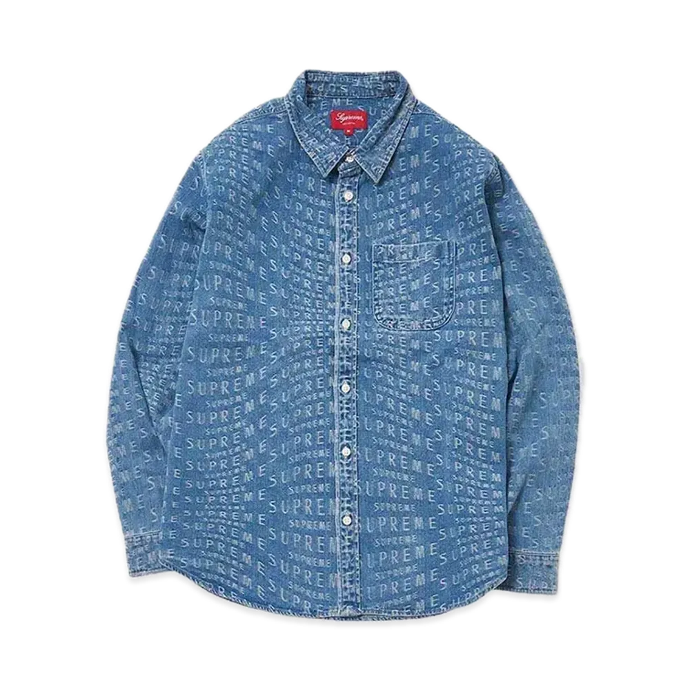 Supreme Warp Jacquard Logos Denim Shirt "Blue"