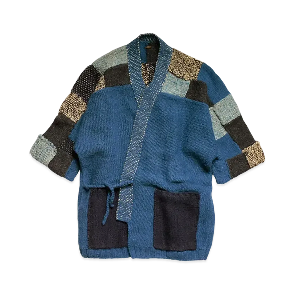 KAPITAL HAND KNIT TSUGI HAGI KESA CARDE "Navy"
