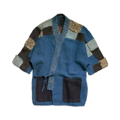 KAPITAL HAND KNIT TSUGI HAGI KESA CARDE "Navy"