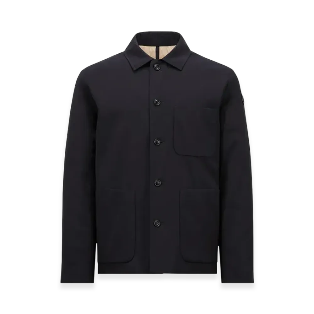 MONCLER Plumel Wool Gabardine Down Shirt Jacket "Navy Blue"