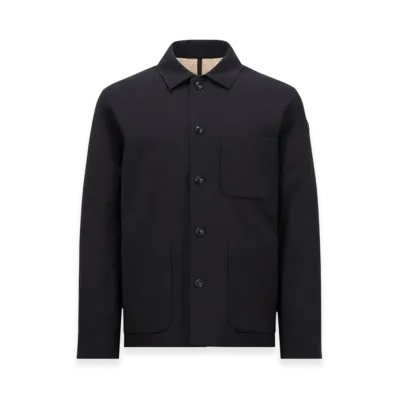 MONCLER Plumel Wool Gabardine Down Shirt Jacket "Navy Blue"