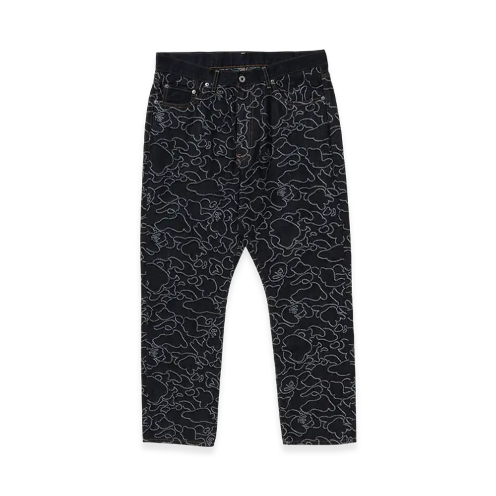 A BATHING APE x OVO Neon 1St Camo Jacquard Denim Pants "Indigo"
