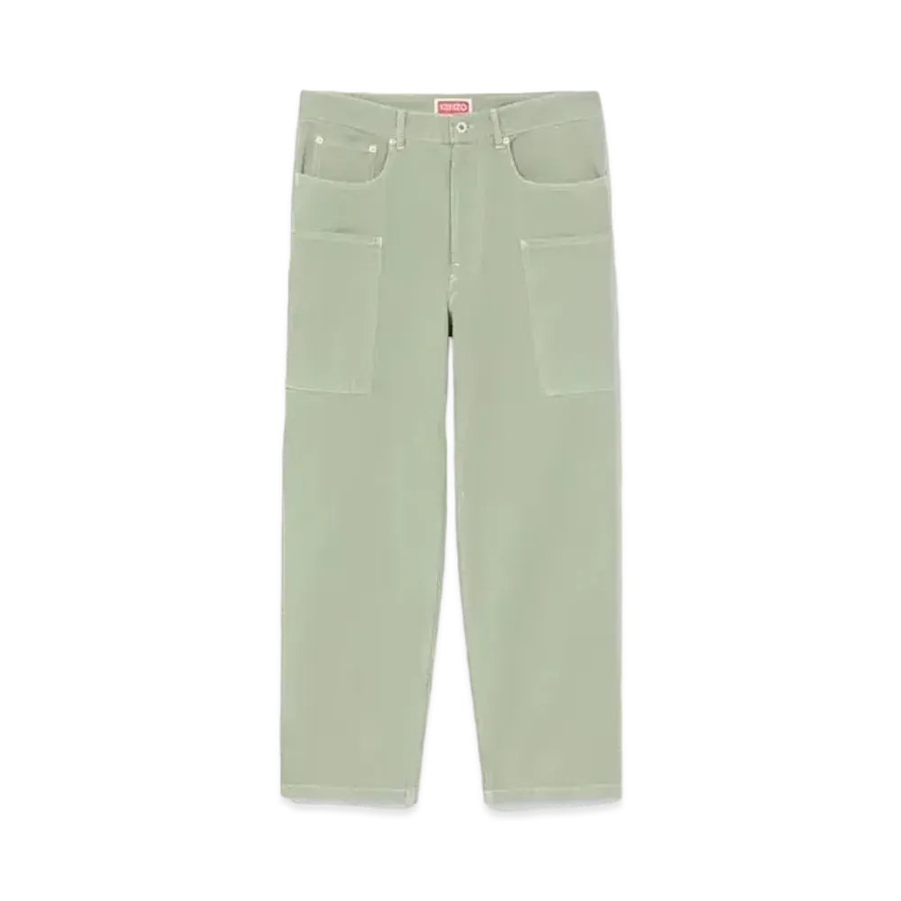 KENZO 'ELEPHANT FLAG' Cargo Jeans "Almond Green"