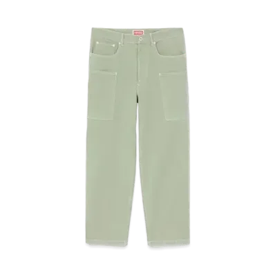 KENZO 'ELEPHANT FLAG' Cargo Jeans "Almond Green"