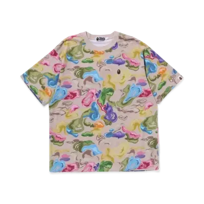 A BATHING APE Bape Art Camo Ape Head One Point Tee "Multi"