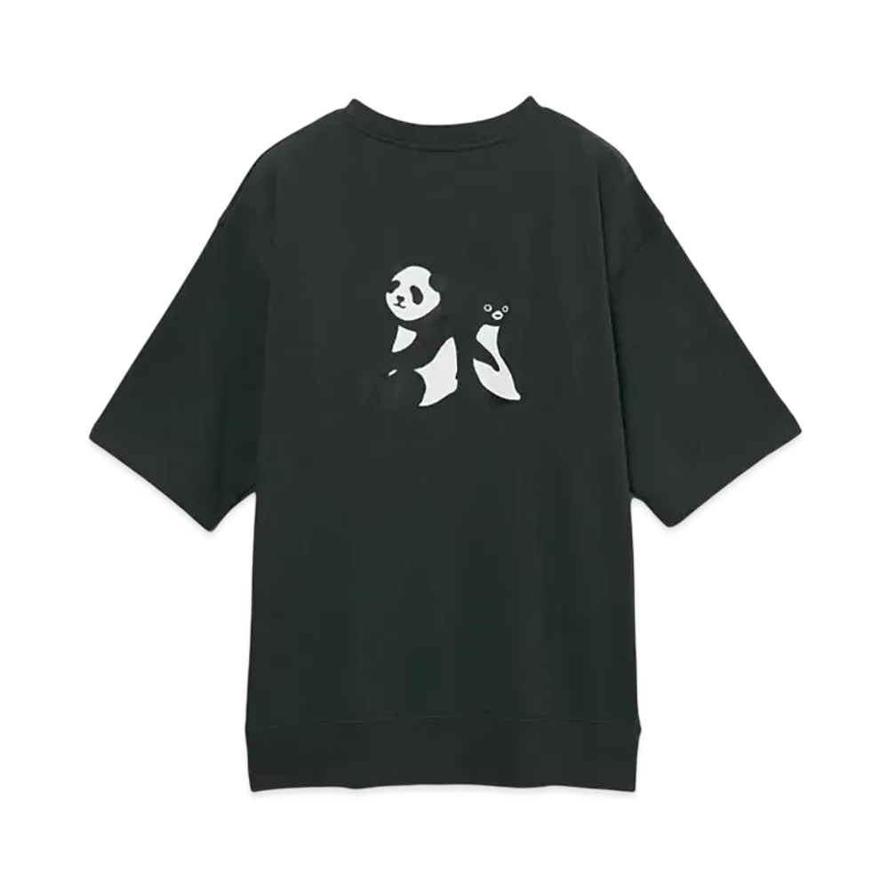 graniph x Chiharu Sakazaki Panda & Penguin Mini Fleece Big Silhouette Short Sleeve Sweat "Sumikuro"
