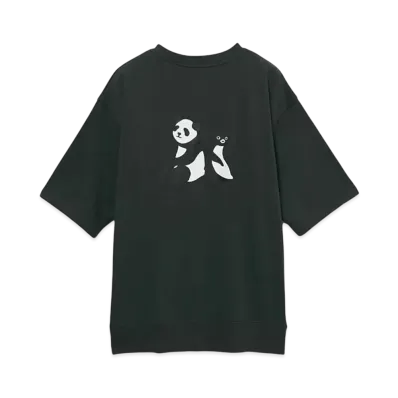 graniph x Chiharu Sakazaki Panda & Penguin Mini Fleece Big Silhouette Short Sleeve Sweat "Sumikuro"