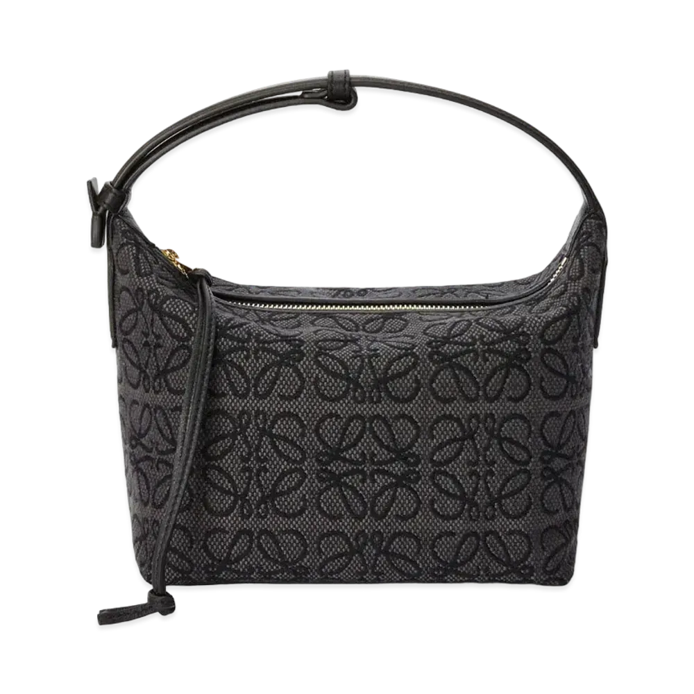 LOEWE Small Cubi Bag In Anagram Jacquard And Calfskin "Anthracite / Black"
