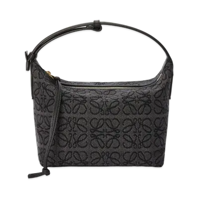 LOEWE Small Cubi Bag In Anagram Jacquard And Calfskin "Anthracite / Black"