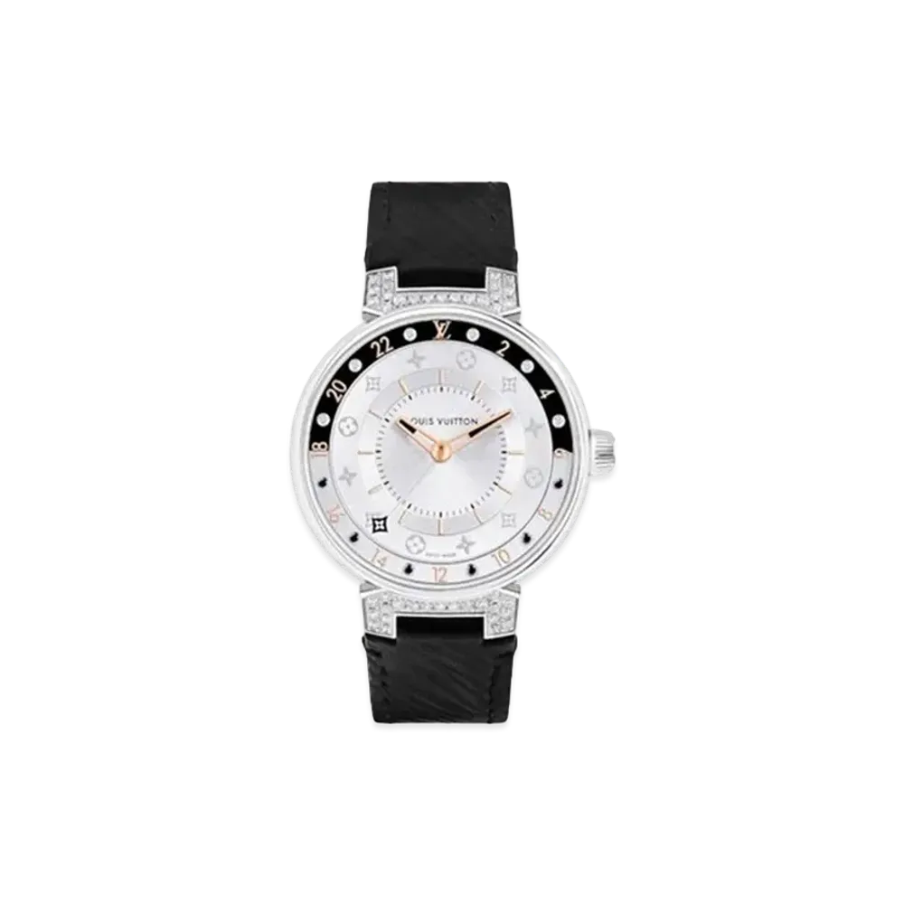 Louis Vuitton Tambour Moon Dual Time Quartz 35mm "Steel/Noir/Blanc"