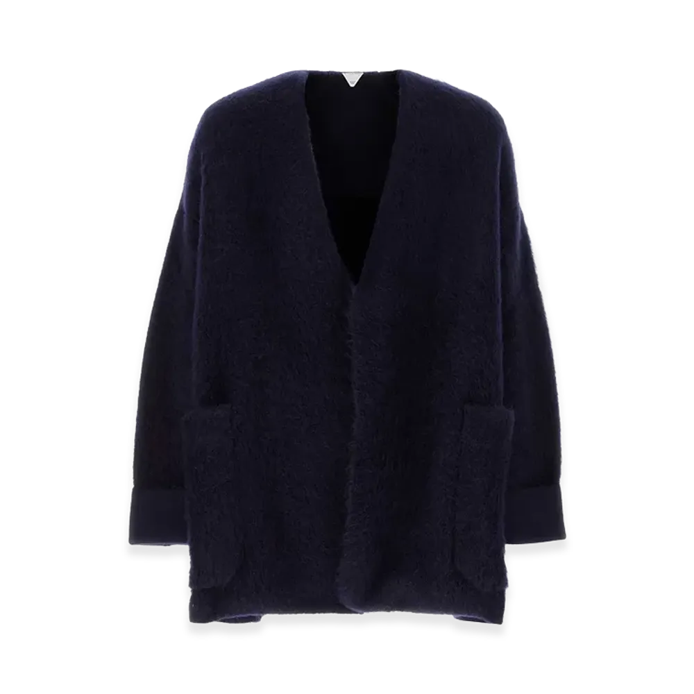 Bottega Veneta Stretch Wool Blend Cardigan "Navy Blue"