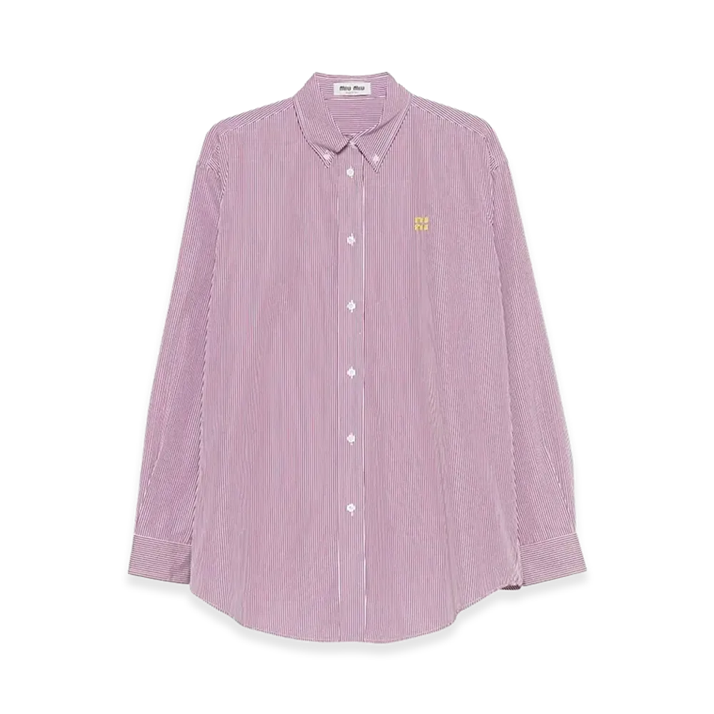 MIU MIU Women's Vertical Stripe Cotton Shirt "Pink"