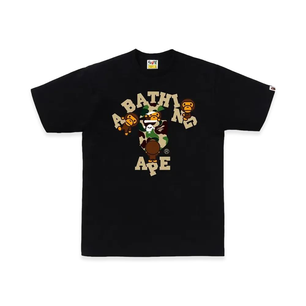 A BATHING APE ABC Camo College Milo Tee "Black/Green"