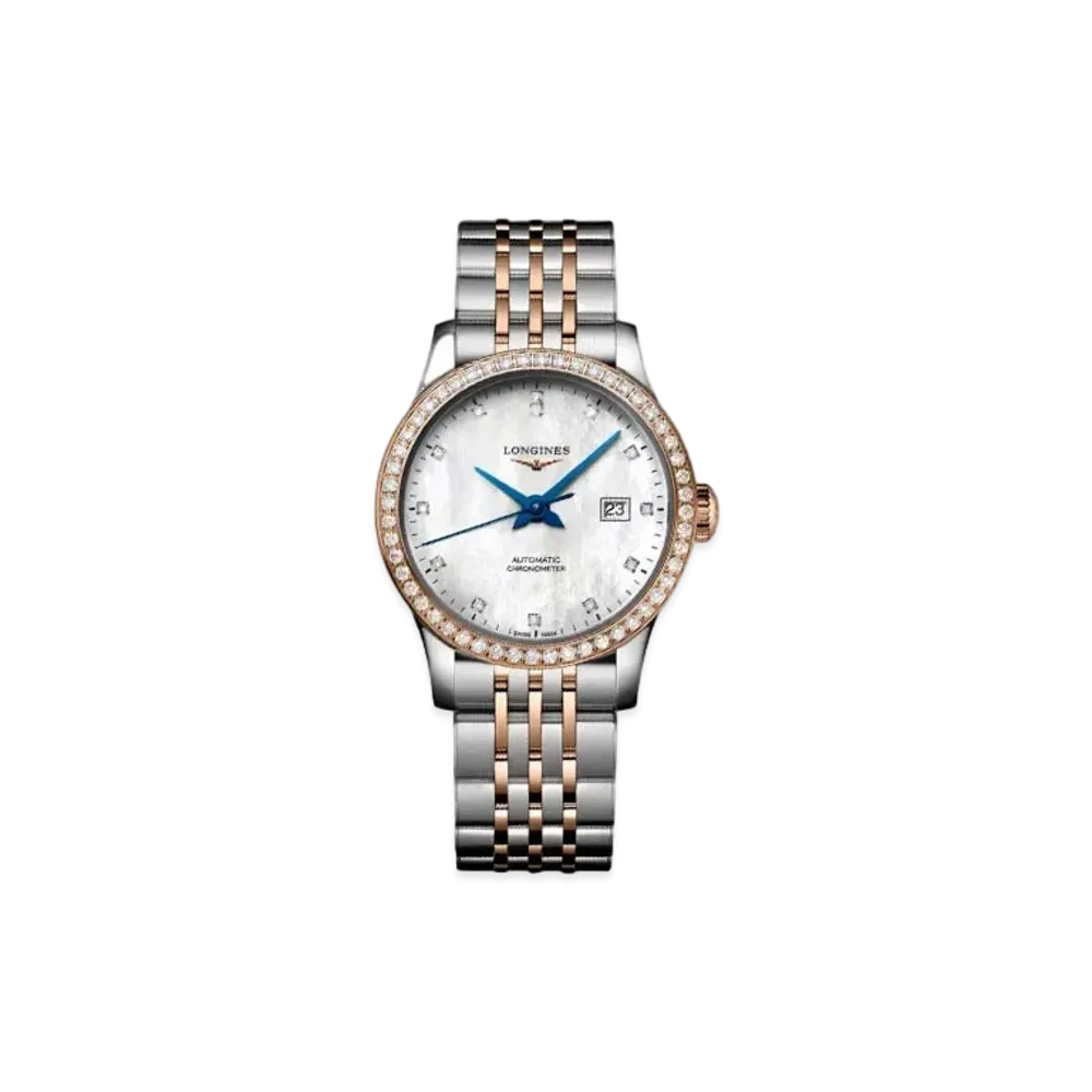 Longines Record Collection 38.50 mm "White Mother-of-Pearl/Stainless Steel/Pink Gold" L2.321.5.89.7