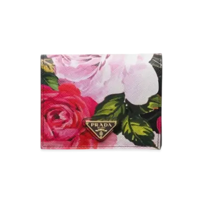 PRADA Small Printed Saffiano Leather Wallet "Black"
