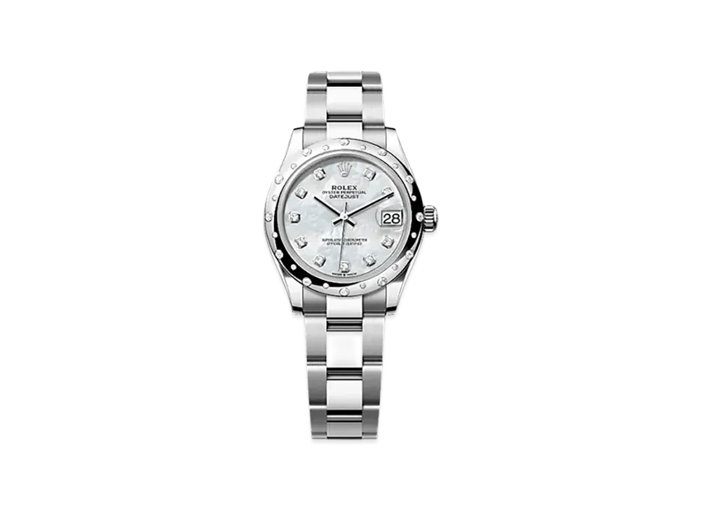 ROLEX Datejust 31mm Oystersteel & White Gold Diamond 278344RBR "White Mother-of-Pearl"