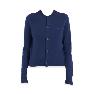Acne Studios Keva Face Crewneck Cardigan "Medieval Blue"