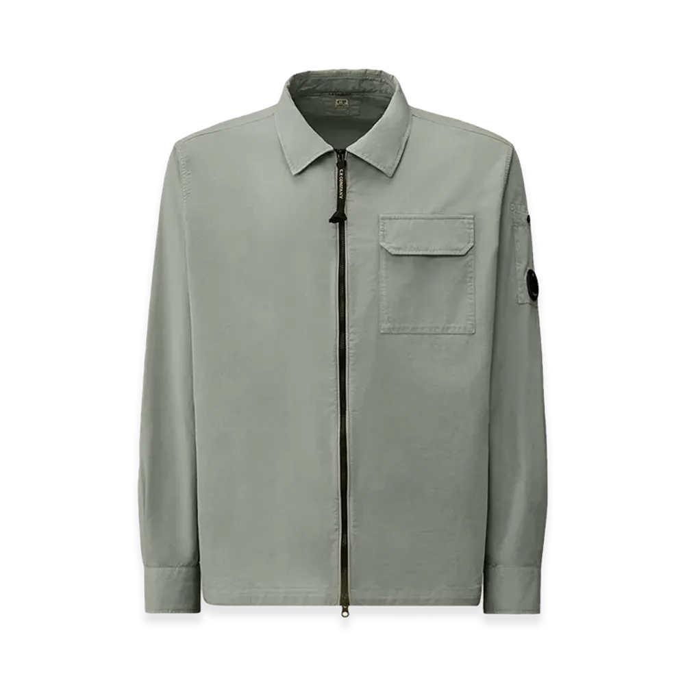 C.P. Company Organic Gabardine Zipped Lens Overshirt "Silver Blue"