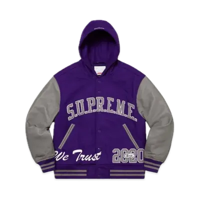 Supreme King Hooded Varsity Jacket "Purple"