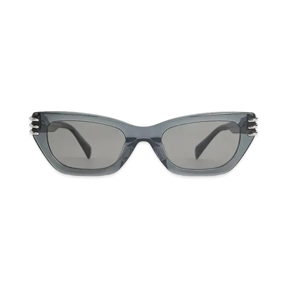 CHARLES & KEITH Recycled Acetate Metallic Accent Angular Cat Eye Sunglasses "Navy"