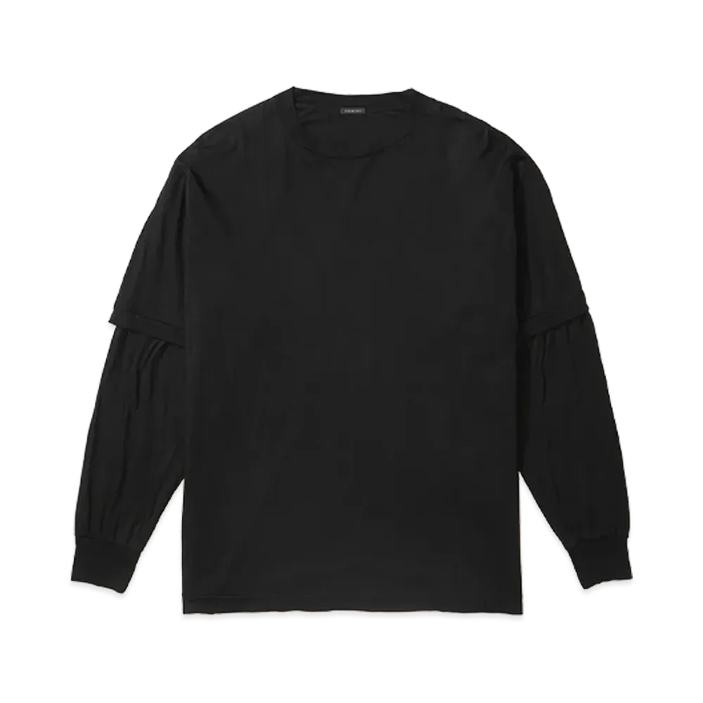 COMOLI Thin Cotton Layered T-Shirt "Black"