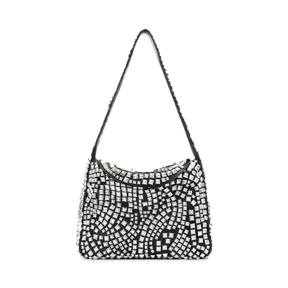 Alexander Wang Spike Stud Leather Medium Hobo Bag "Black"