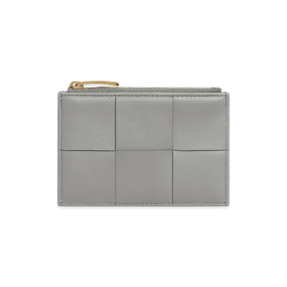 Bottega Veneta Cassette Zippered Card Case "Sterling/Zenith"