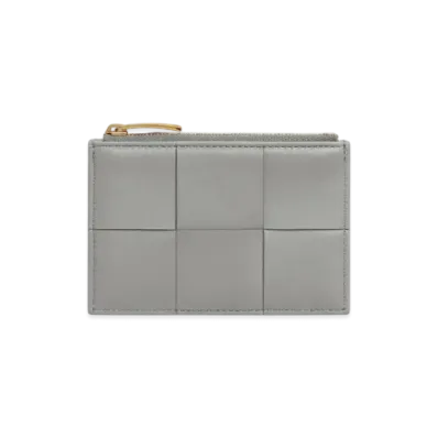 Bottega Veneta Cassette Zippered Card Case "Sterling/Zenith"