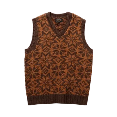 BEAMS Snow Pattern Vest 3G "Brown"
