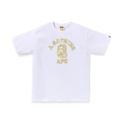 A BATHING APE Japanese Indigo Art Camo College Tee "White/Beige"