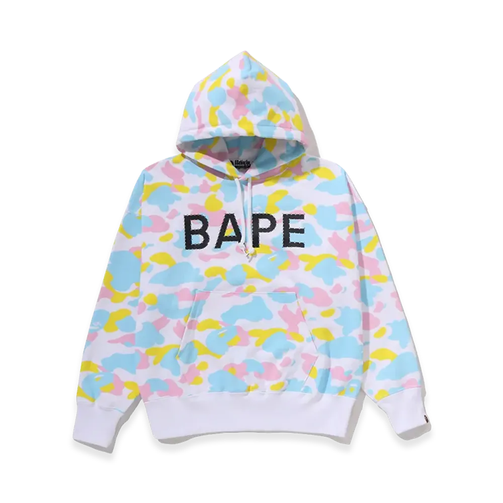 A BATHING APE Women's Logo Oversized Pullover Hoodie "White"