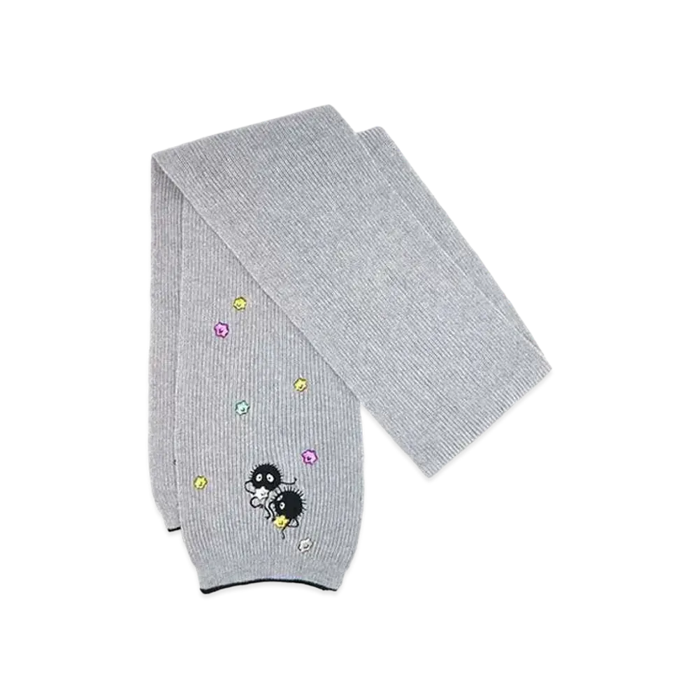 LOEWE x Spirited Away Susuwatari Embroidered Knit Scarf In Wool "Grey/Light Blue"