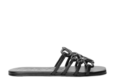 LOEWE Women's Petal Anagram Slide in Soft Calfskin "Black"
