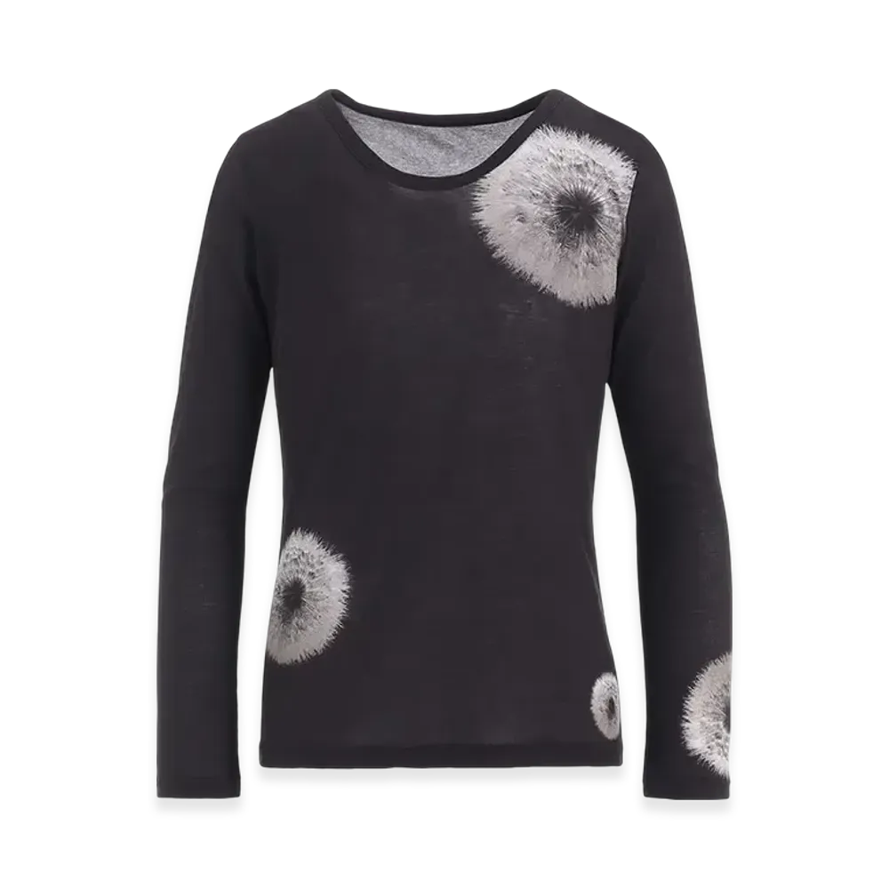Yohji Yamamoto High Twisted Gauze Fraise Round Neck Long Slv T "Black/Off White"
