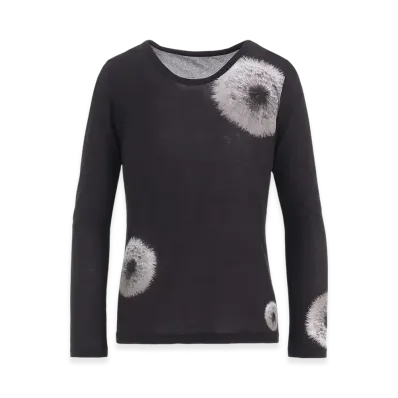 Yohji Yamamoto High Twisted Gauze Fraise Round Neck Long Slv T "Black/Off White"