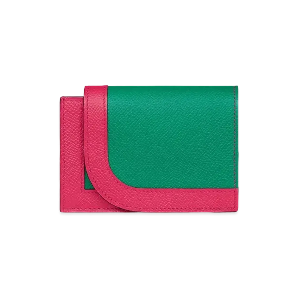 Hermes Camail Combined Change Purse "Vert Vertigo/Rose Extrême/Lime"