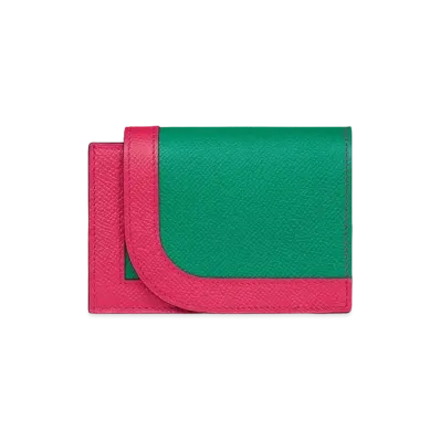 Hermes Camail Combined Change Purse "Vert Vertigo/Rose Extrême/Lime"