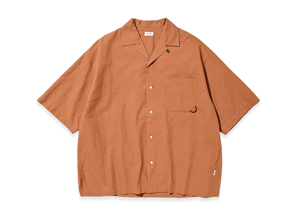 CLESSTE Mini Check Open Collar S/S Shirt "Terracotta/White"